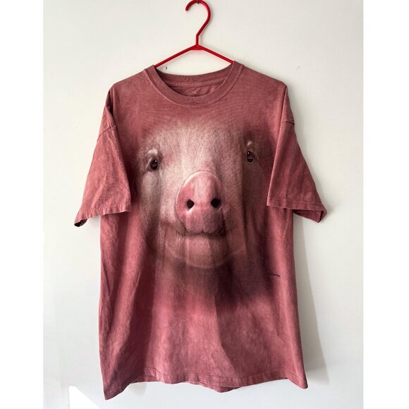 2000s The Mountain pink baby pig face graphic unisex mens cotton tshirt XL XXL - Picture 1 of 9